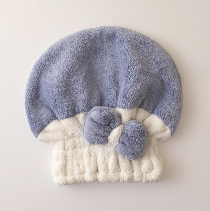 Picture of Color matching dry hair cap women's absorbent quick-drying dry hair cap wiping hair wrapping towel two-color cute shower cap