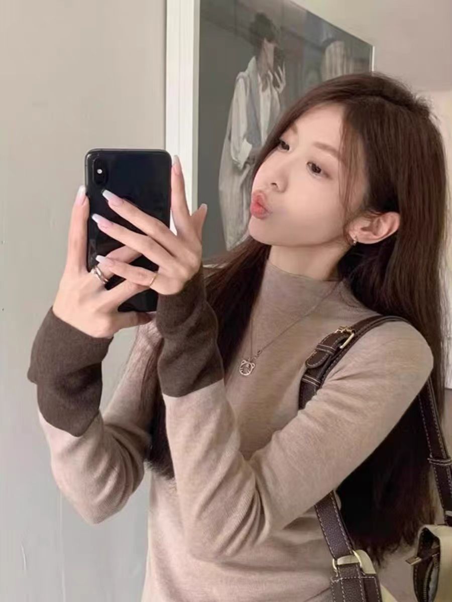 Women's Autumn and Winter High-end Slim Slim Sweater Base Shirt