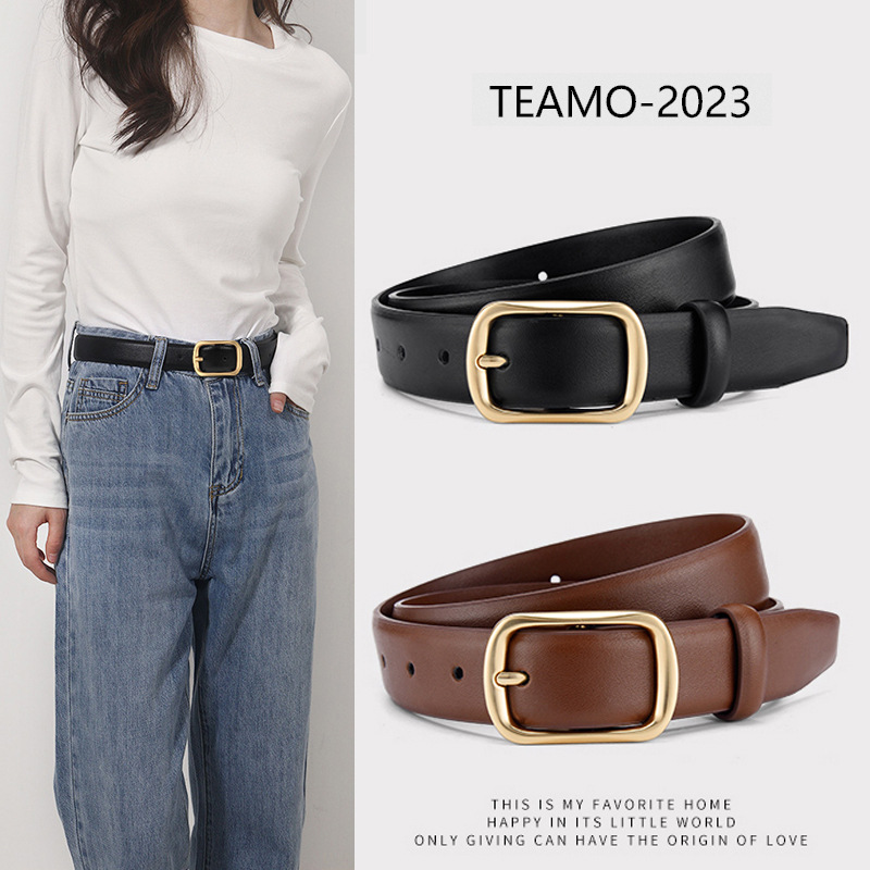 Women's belt pin buckle simple all-match new decorative suit jeans belt black high-grade simple hair generation
