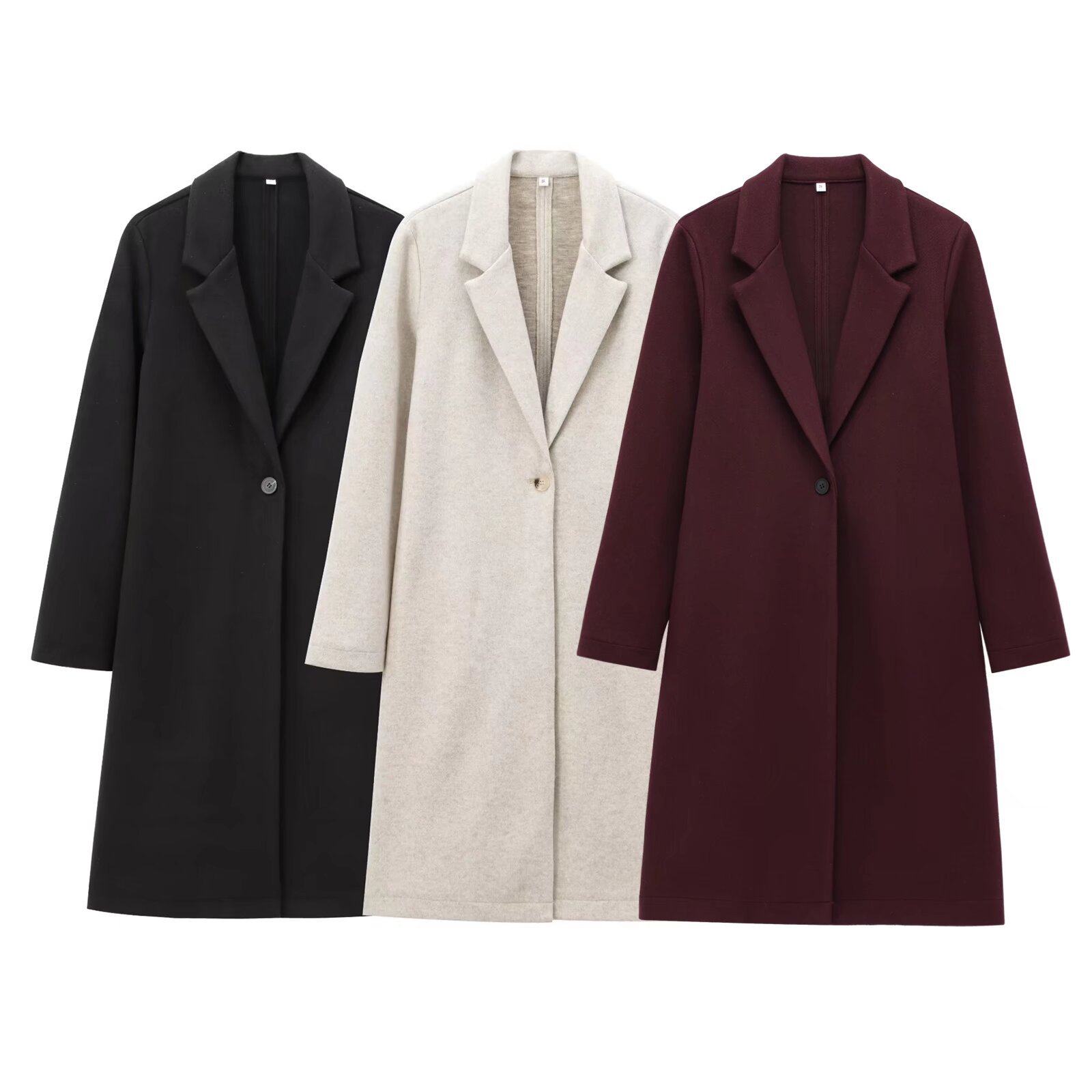 ZA cross-border women's clothing wholesale European and American style temperament lapel button soft tweed coat coat 4344660