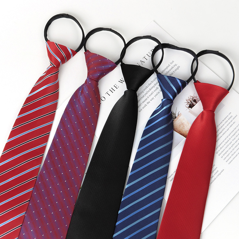 Tie Men's Business Dress Professional Lazy Black Zipper Tie Female Groom Best Man Red Easy Pull Free