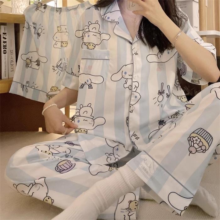 Summer 2023 Instagram Style Korean Pajamas Women's Yugui Dog Short-sleeved Trousers Japanese-style Korean-style Internet Celebrity Home Clothes Set