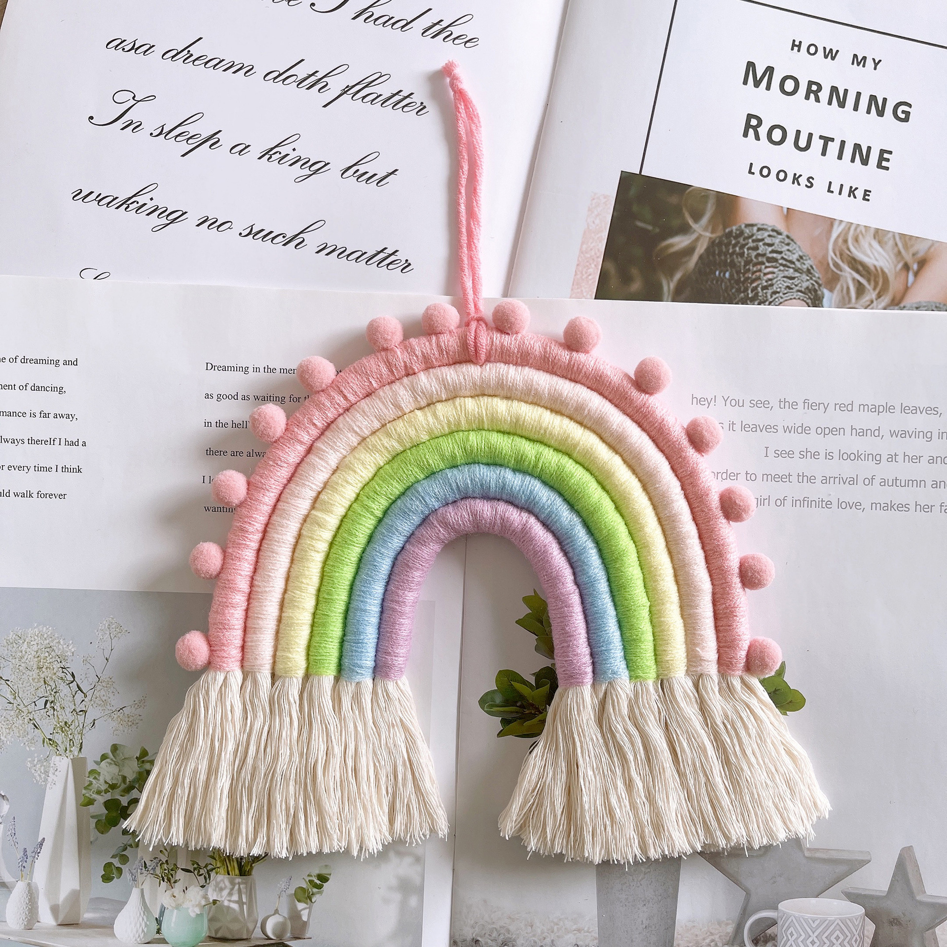 Picture of New Cross-Border Ins Scandinavian Style Home Kidsren's Room Decoration Pendant Hand-Woven Rainbow Pendant Wall Hanging Pendant
