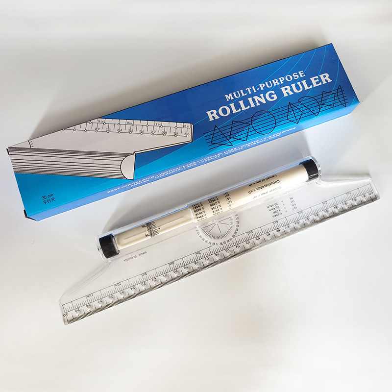 Picture of 30cm angle parallel ruler roller ruler balance ruler Rolling ruler multi-function drawing design drawing ruler tool