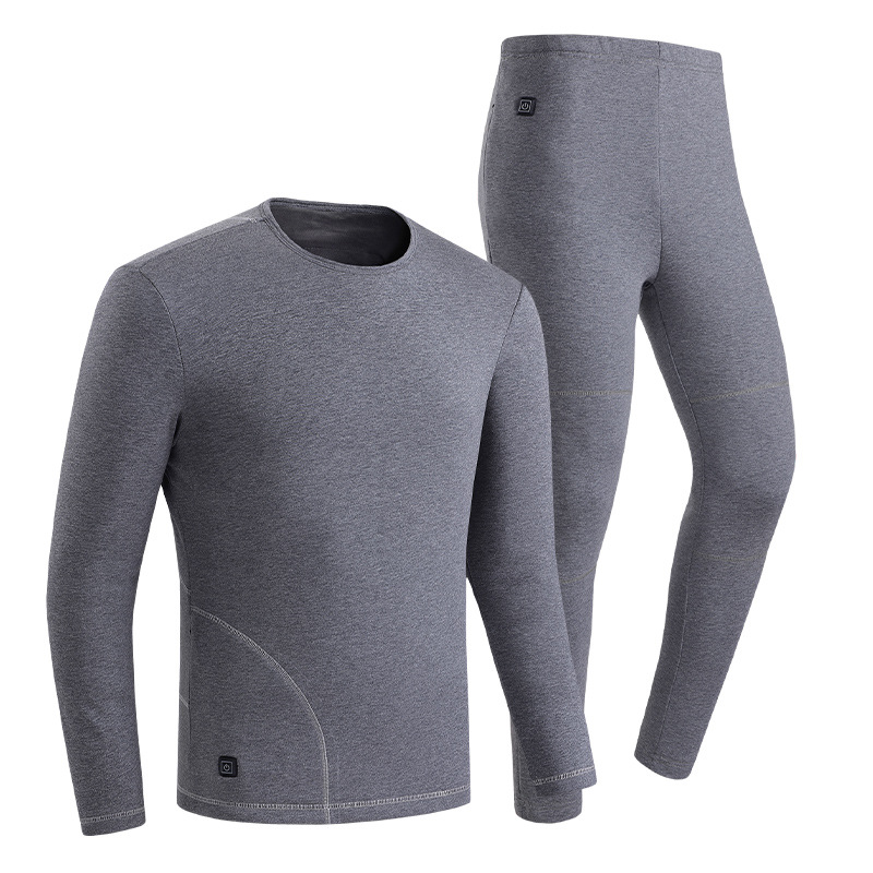 Picture of Cotton fleece-lined USB Men's Thermal Underwear suit Winter 11 Zone Cold-proof Couple Smart Charging Heating Underwear
