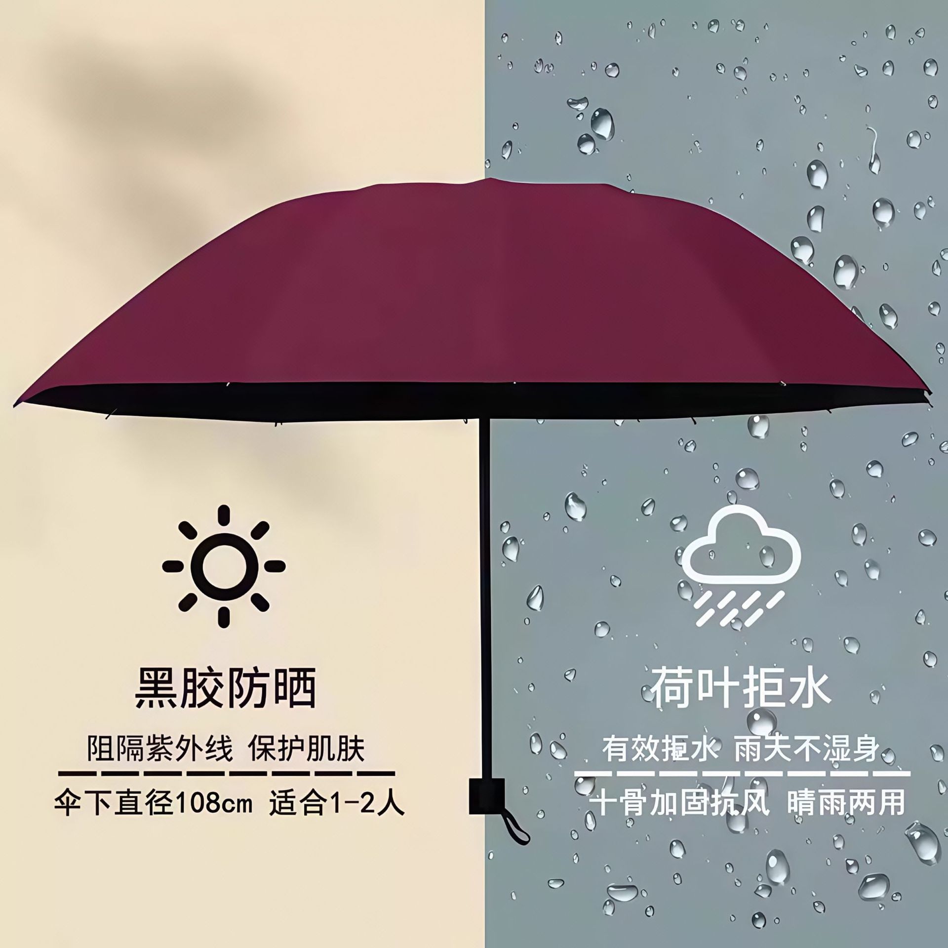 Picture of UV Umbrella Custom Wholesale UV Protection Thickened Sun Protection Sunshade Umbrella Sun Umbrella Folding Sunny and Rainy Umbrella for Men and Women