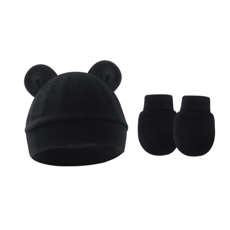Picture of 2023 foreign trade baby pullover cap Mickey ears baby hat newborn tire cap anti-scratch gloves 2-piece set