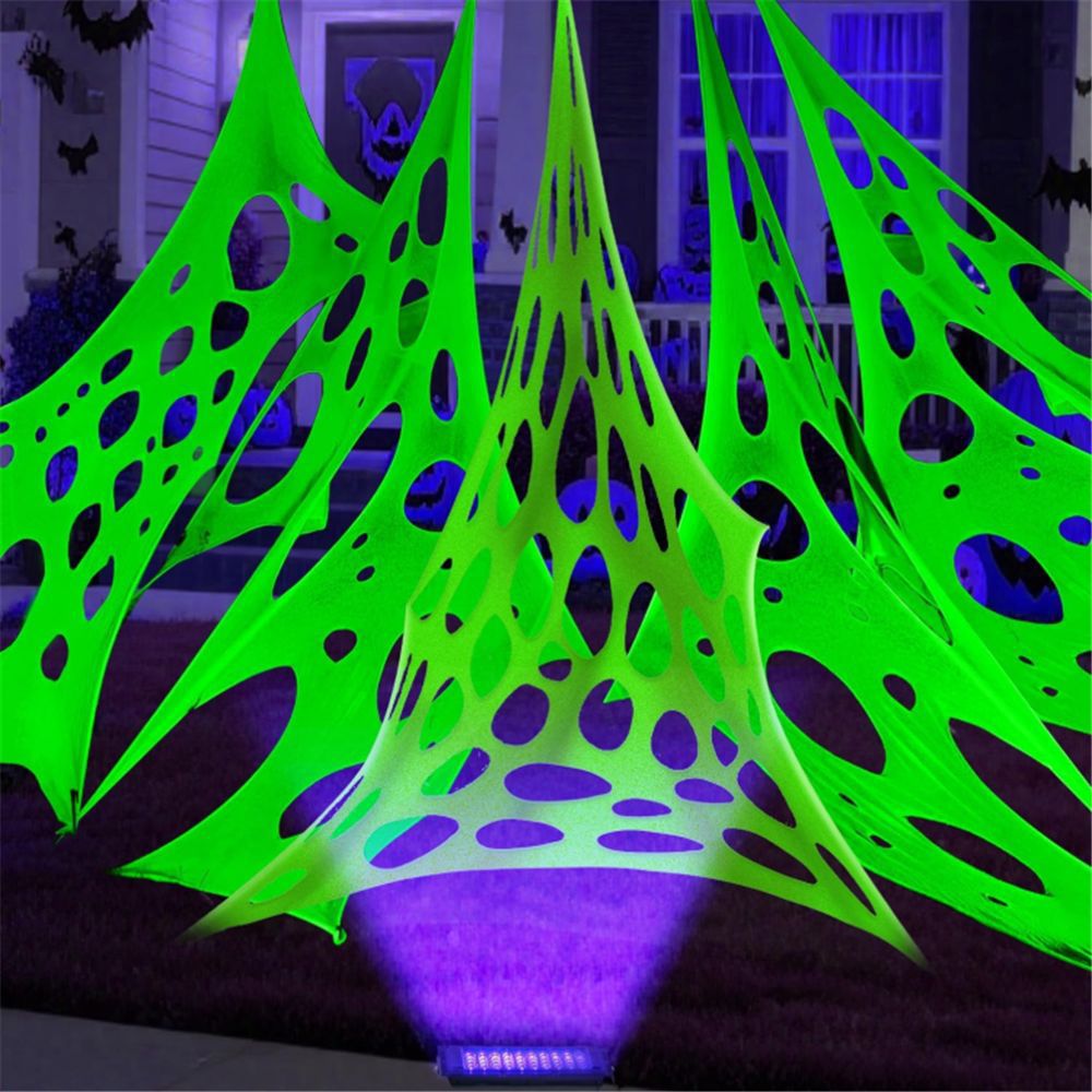 Luminous Halloween Spider Web Fluorescent Color Decoration Web Cloth Ghost Festival Stretch Web Spider Web Cloth Ripped Web Cloth