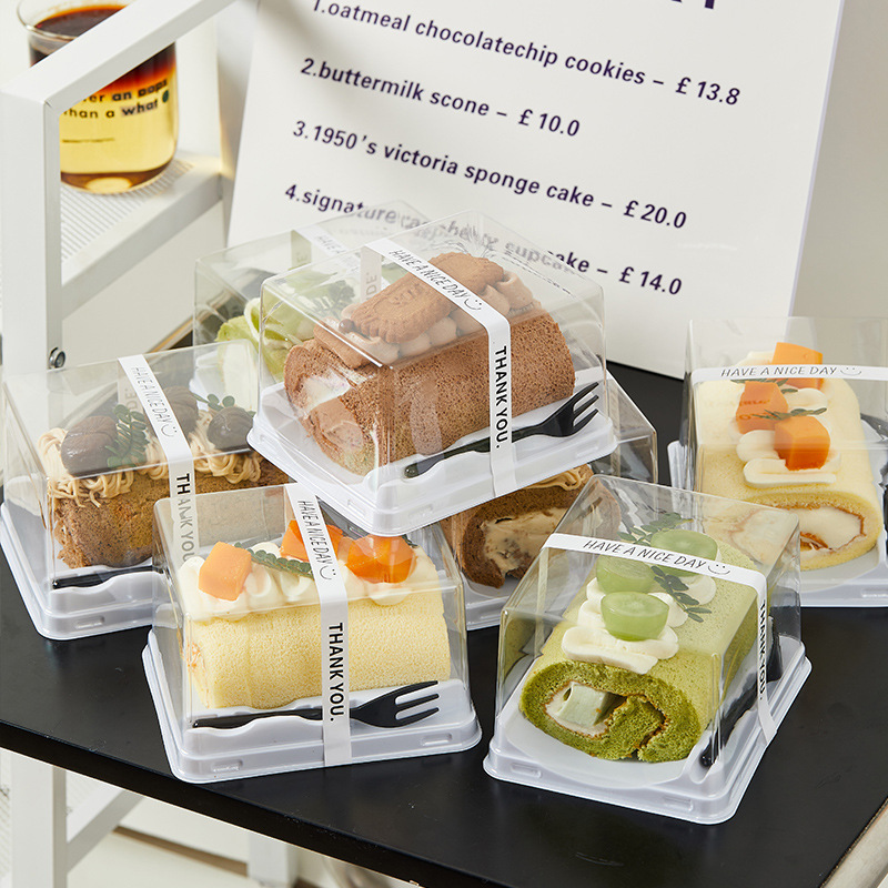 Net Celebrant Cake Roll Packaging Box Towel Roll Menglong Tiger Leather Roll Baking West Point Dessert Cut into Pieces Transparent Packaging Box