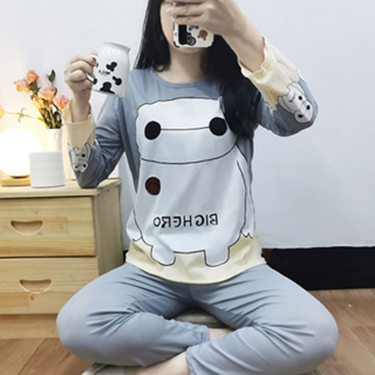 Picture of Factory Clearance Welfare Spring and Autumn Pajamas Women's Casual Comfortable Lady Style Long Sleeve Trousers Two-Piece Home Clothes