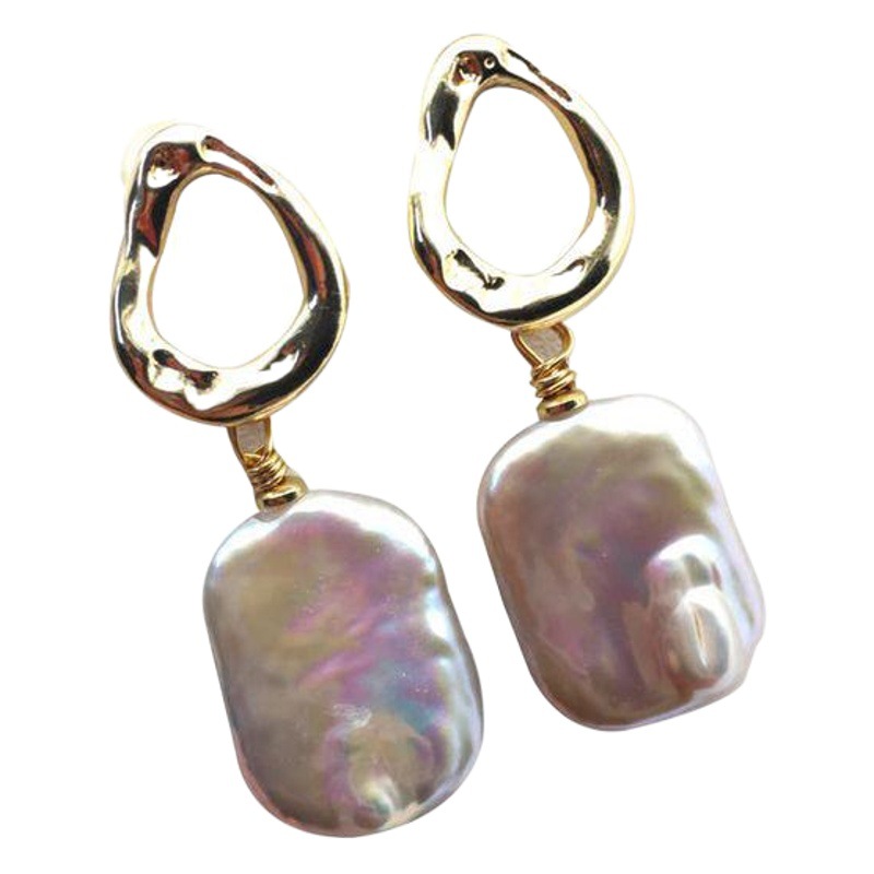 European and American Ins Style 14K Gold-Filled Colorful Baroque Pearl Earrings Tianran Freshwater Pearl Earrings Earrings