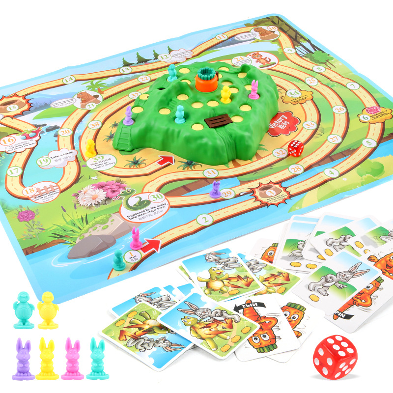 Desktop Parent-Child Interactive Game Tortoise and Rabbit Trap Cross-country Race Third Generation Upgrade Defend Radish Competition Toy