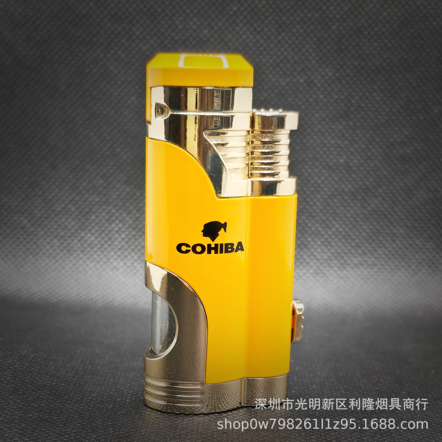 Double Direct Cigar Lighter Windproof Blue Flame Windproof Cigarette Lighter Hole Opener Wholesale Creative Personalized Gas