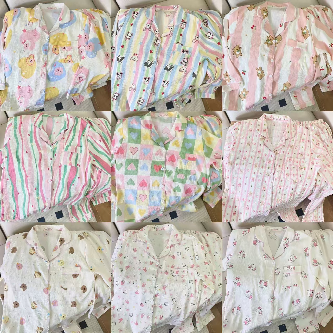 Spring and Autumn Pajamas Women's New Cloud Printing Internet Celebrant Live Girl Lapel Long Sleeve Trousers Home Clothes Explosions suit