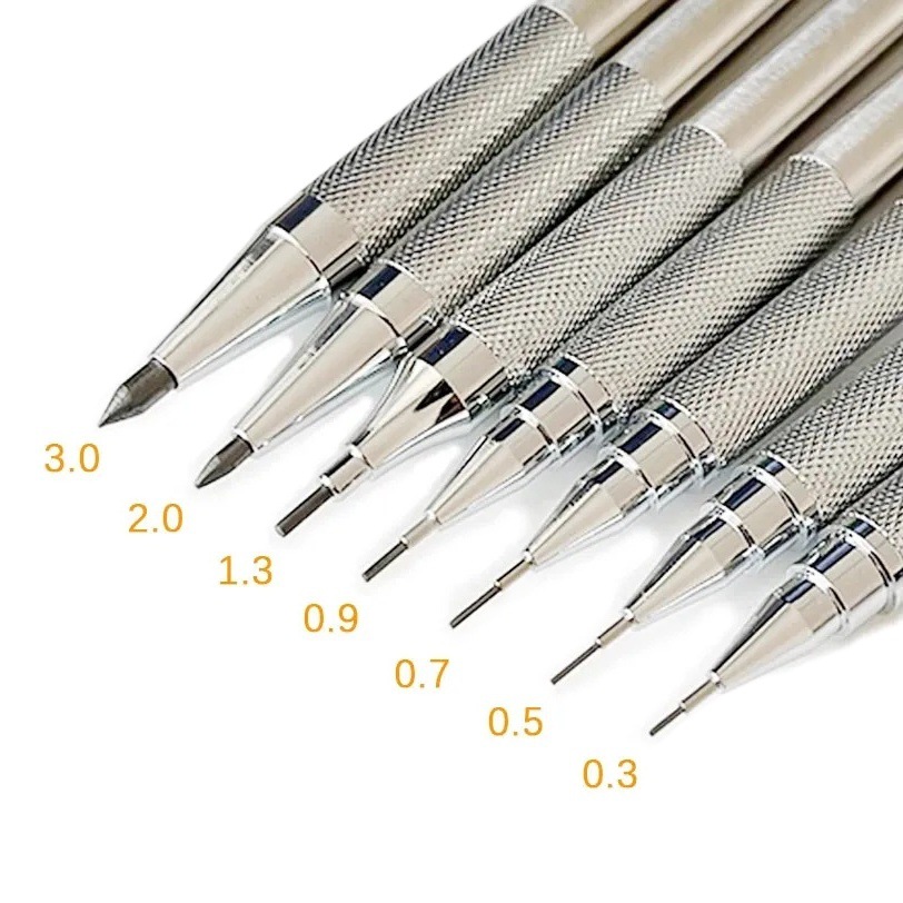 Metal pencil 0.5/0.7/0.9/1.3/2.0mm mechanical pencil in stock wholesale