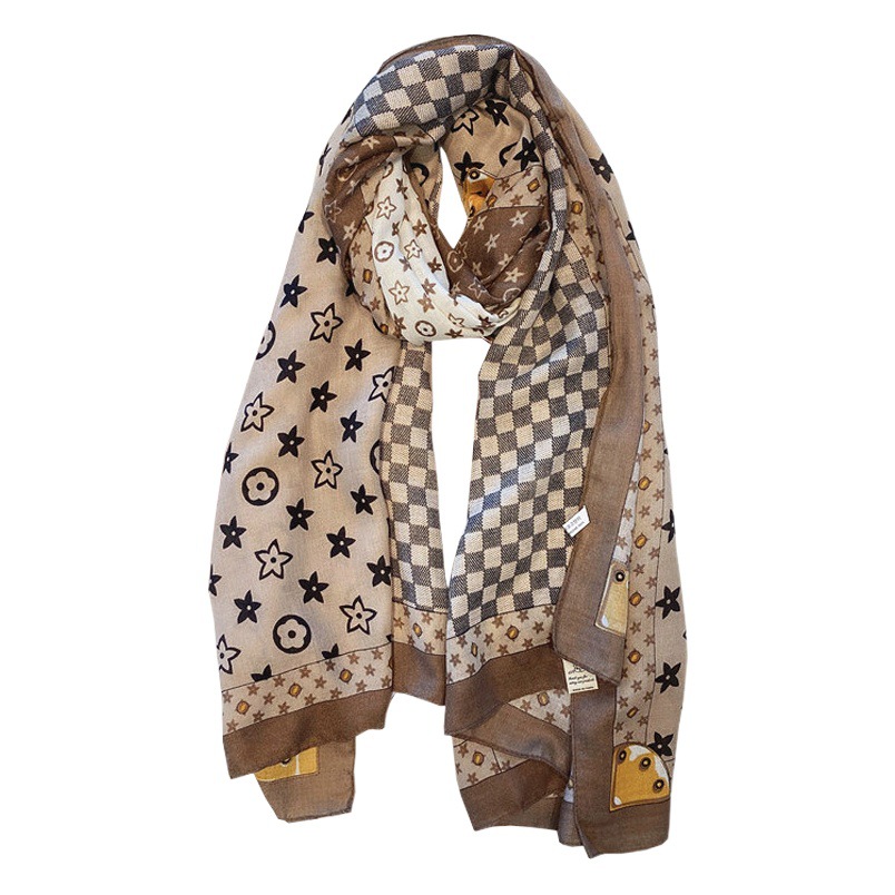 New autumn and winter plaid scarf women's Korean-style thin fashion scarf chessboard Plaid versatile elegant large shawl wholesale