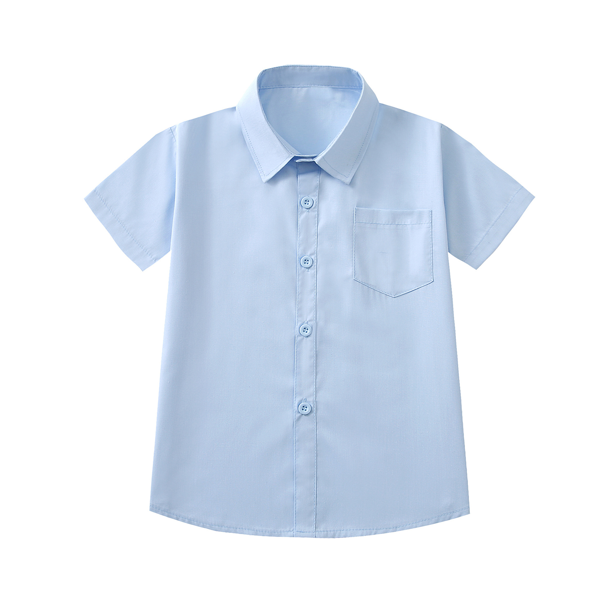 Picture of Children's shirt boy's shirt blue short-sleeved shirt high color fastness school uniform shirt non-shrinking anti-wrinkle