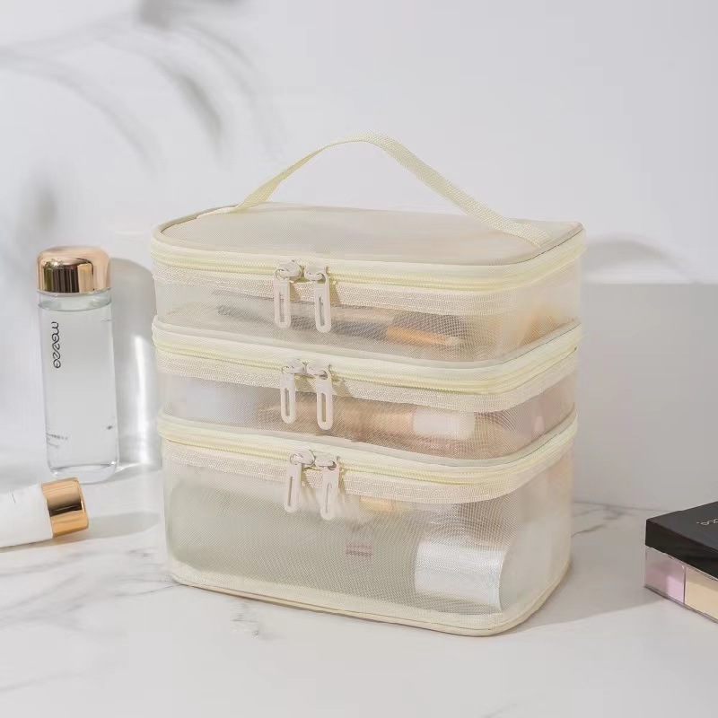 Picture of Large Capacity Toiletry Bag Portable High-value Cosmetic Bag Multi-purpose Travel Double-layer Toiletry Bag Storage Bag Mesh Bag