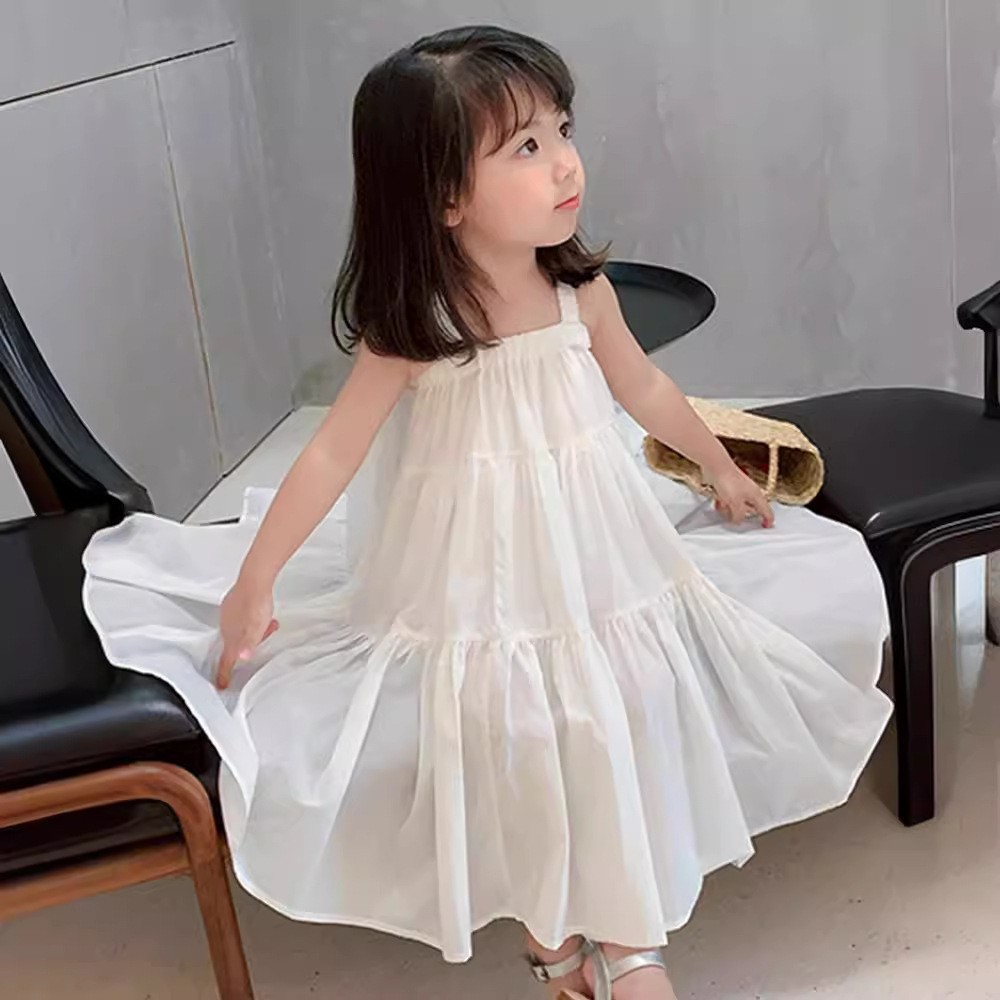 Picture of 2025 Summer New Style Girls' Suspender Skirt Girls' Skirt Seaside Vacation Style Beach Skirt Super Fairy Dress