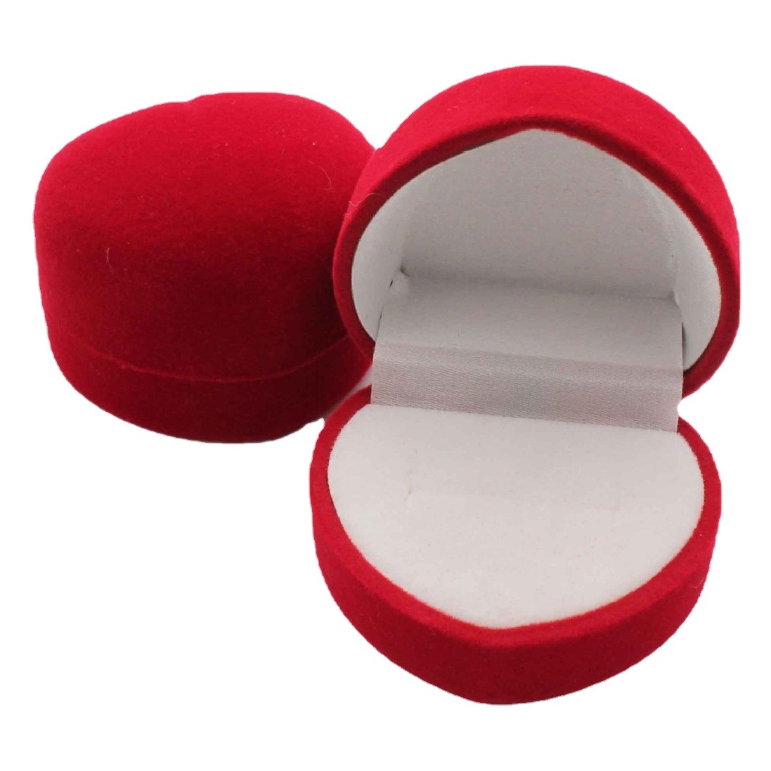 Spot Valentine's Day Heart Shape Proposal Chinese Valentine's Day Ring Flocked Jewelry Box Heart-Shaped Packaging Box