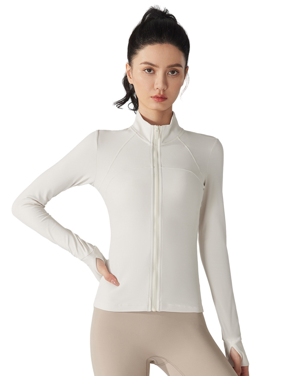 Picture of Yuancheng fleece warm sports jacket thickened slim fit slimming yoga clothes long sleeve zipper running fitness top