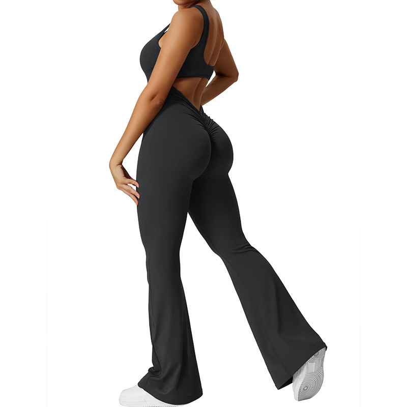 Amazon 2025 Spring and Summer New European and American Women's Slim Fit Hip Jumpsuit Sexy Backless Sports Yoga Suit