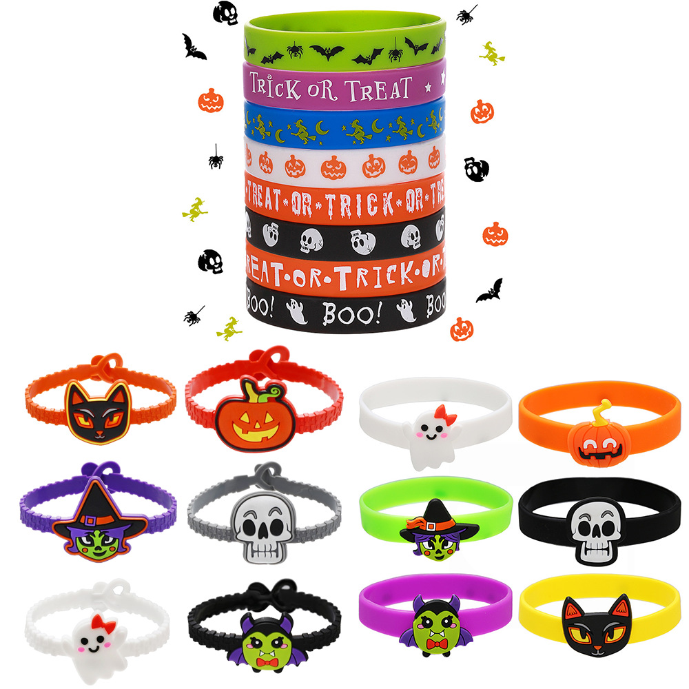 European and American Cross-border Amazon Halloween Silicone Wristband Pumpkin Ghost Witch Pumpkin Wristband suit