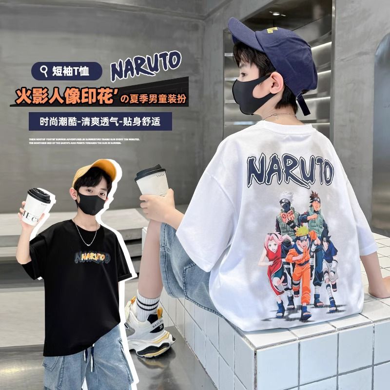 Boys' Short-sleeved T-shirt Top Summer Dress Western Style Pure Cotton Children's Half-sleeved Handsome Boys 2025 Children's Wear Big Children's T-shirt