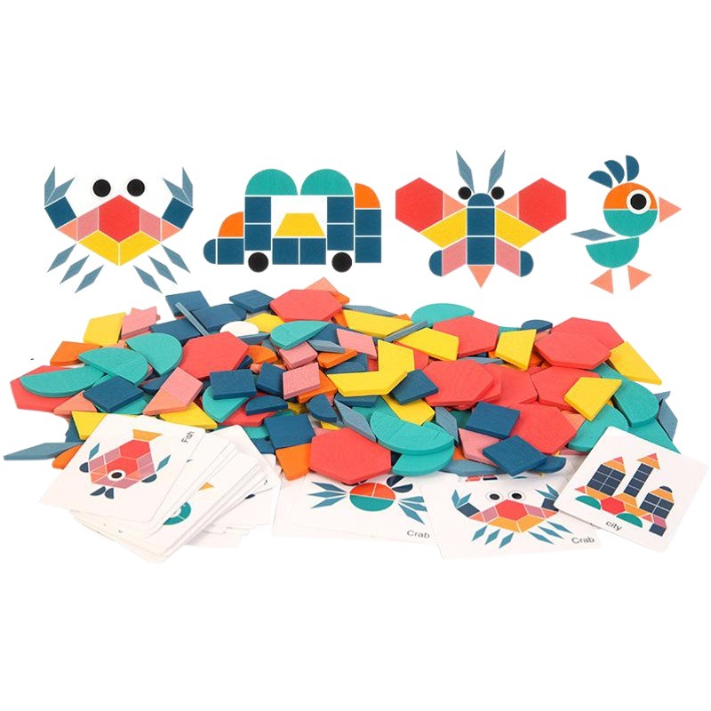 Cross-border Geometric Puzzle 155 Piece 180 Piece Montessori Creative Puzzle Toy Wooden Puzzle Beneficial Intelligence Toy