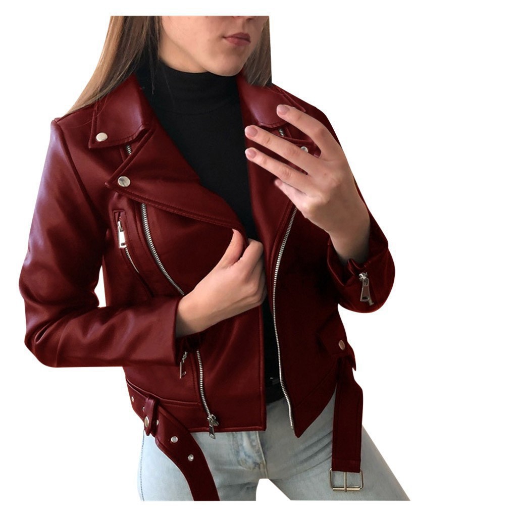 Picture of Leather Coat Women's New Top Autumn Short Spring Korean PU Biker Wear Slim-Fit Winter Leather Jacket