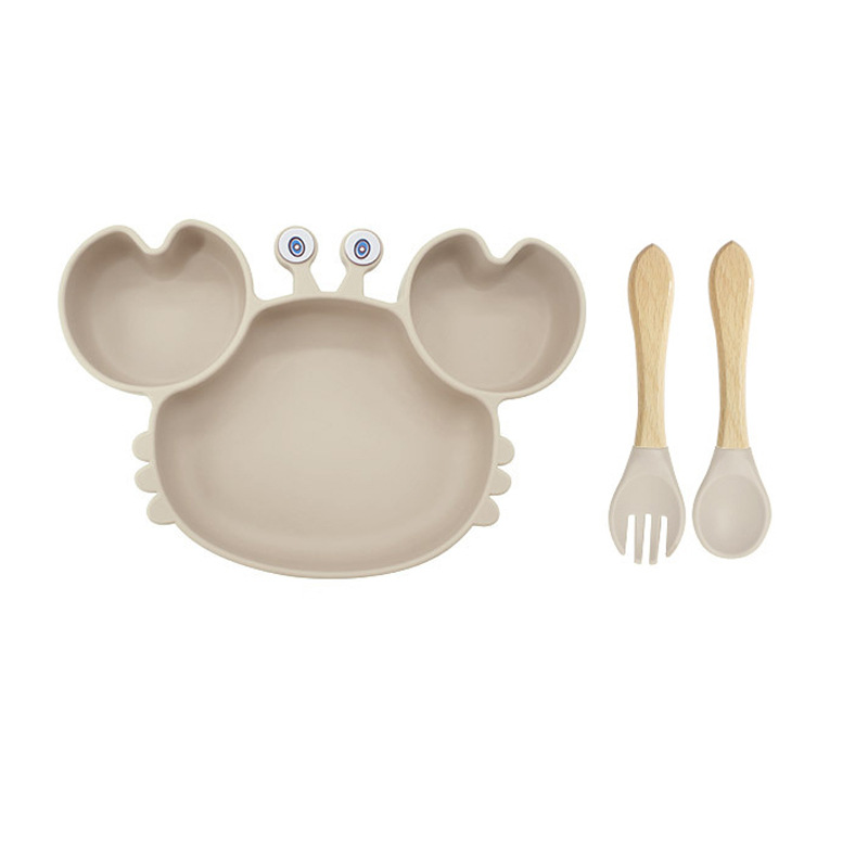 Picture of Baby silicone tableware crab plate suit food supplement bowl bib food grade tableware suit factory direct supply cross-border