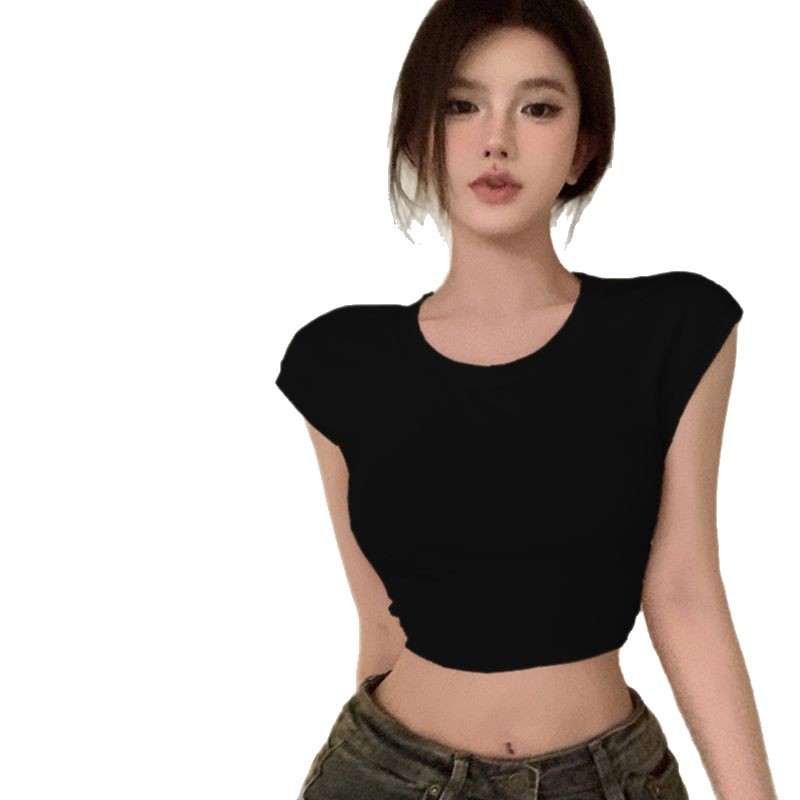 Picture of Pure Desire Backless Tight High Waist Short-Sleeved T-Shirt Women's Black Hot Girl Strap Slim-Fit Chic Short Top New Style