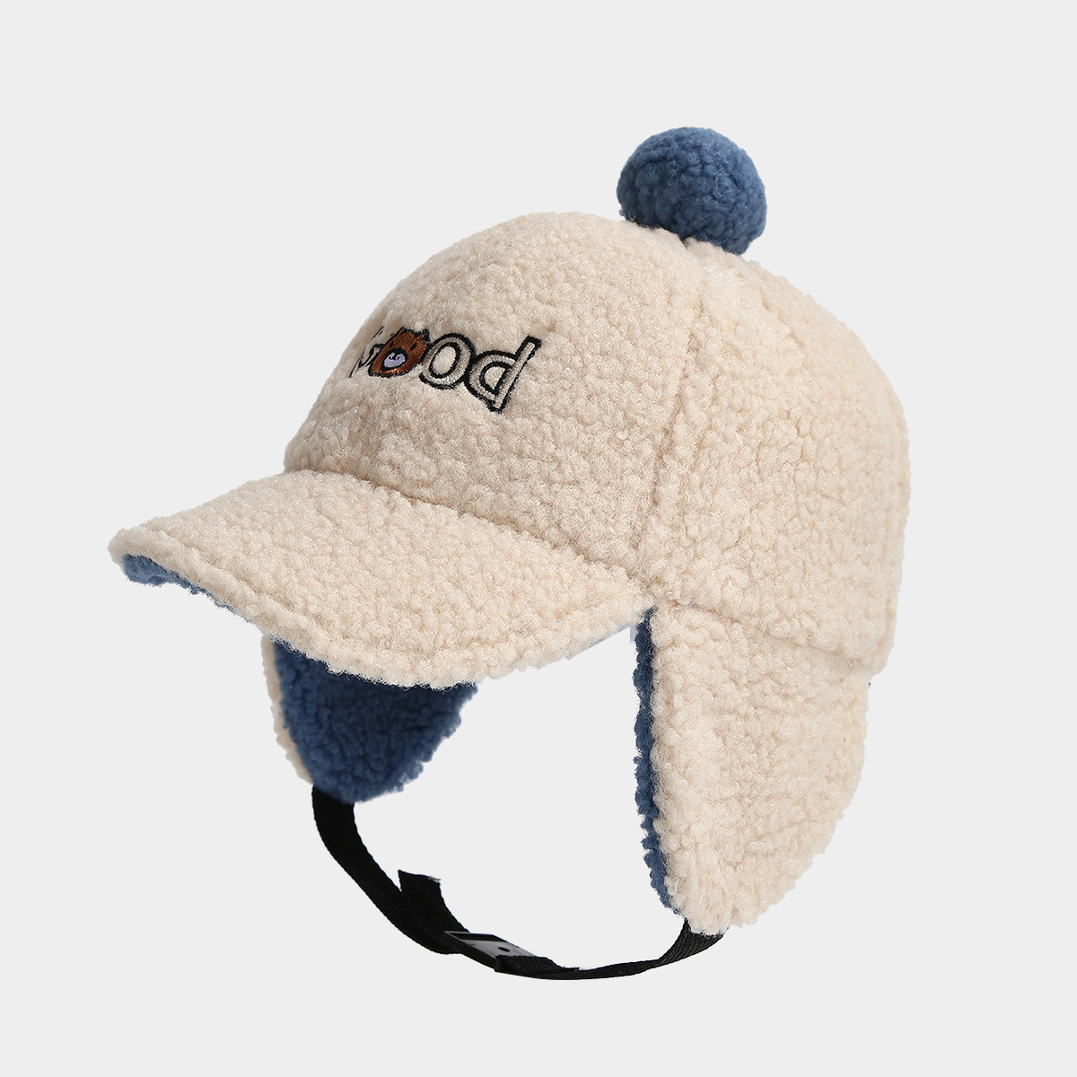 Picture of GOOD Bear Cartoon Children's Hat Winter Boy's Ear Protection Cap Girl's Cap Kindergarten Lamb Velvet Lei Feng Cap