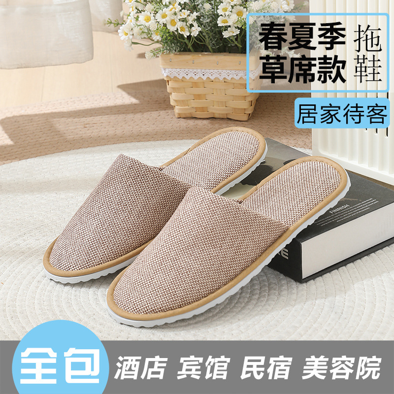 Picture of Hotel Hotel Summer Disposable Slippers Linen Toe Summer Linen Half Bag Portable for Home Travel