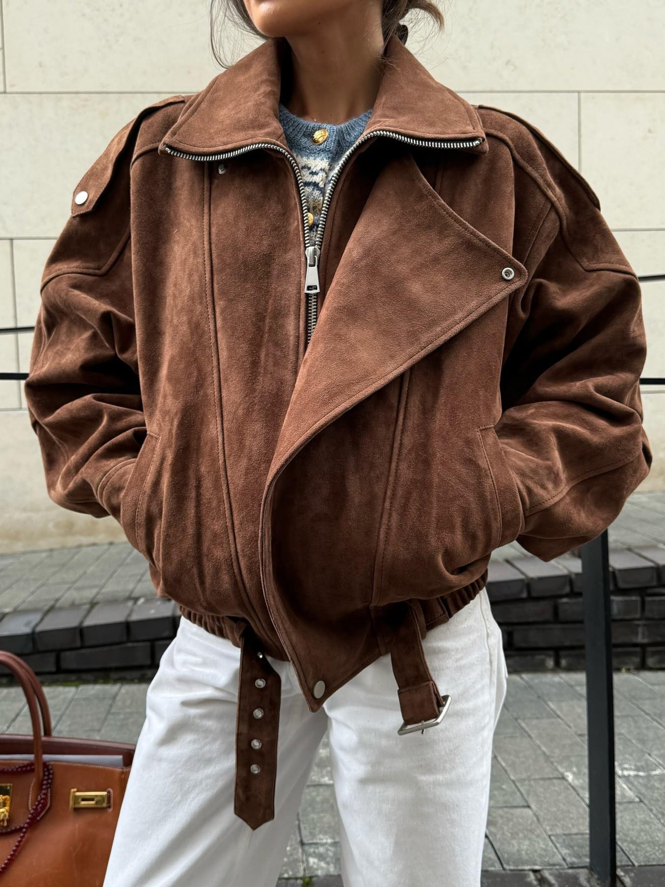 In Stock - European and American Cross-Border Hot-Selling Women's Suede Brown Short Loose Jacket Maillard Casual Jacket