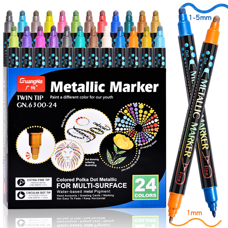 Guangna 6300 double-head metal marker pen set wholesale hand-painted color graffiti painting marker pen water-based brush