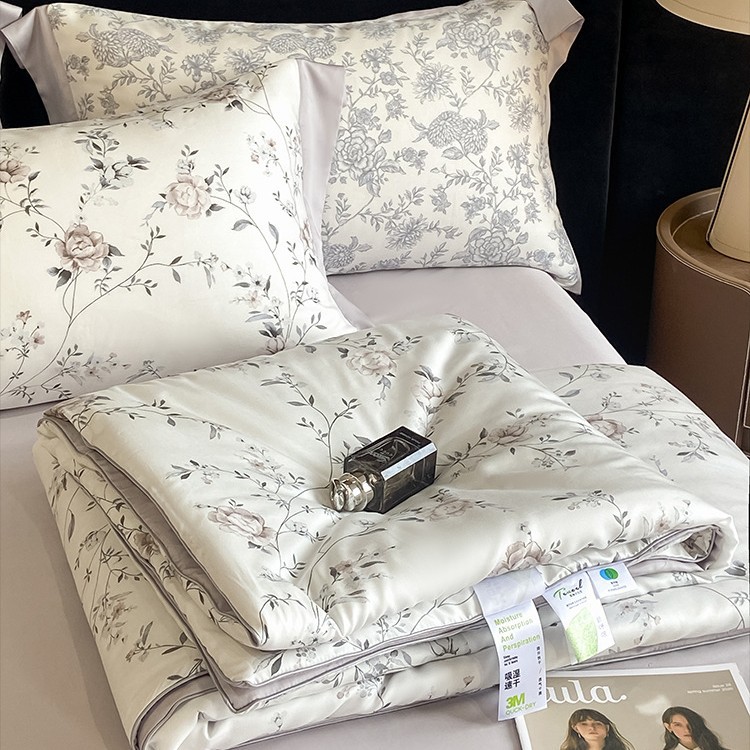 Picture of 2025 New Summer Fresh Summer Quilter Four-piece Light Luxury High-end Tencel Cool Summer Quilter Ice Silk Air Conditioned Quilter
