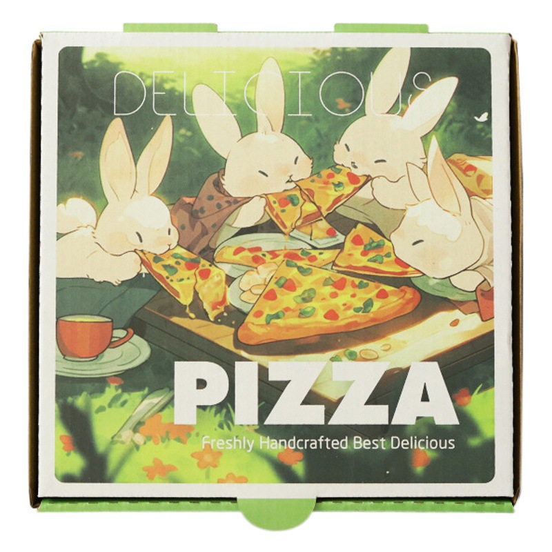 Rabbit original hand-painted pizza box cowhide corrugated thickened packing box takeaway packaging 7 8 9 10 12 inches