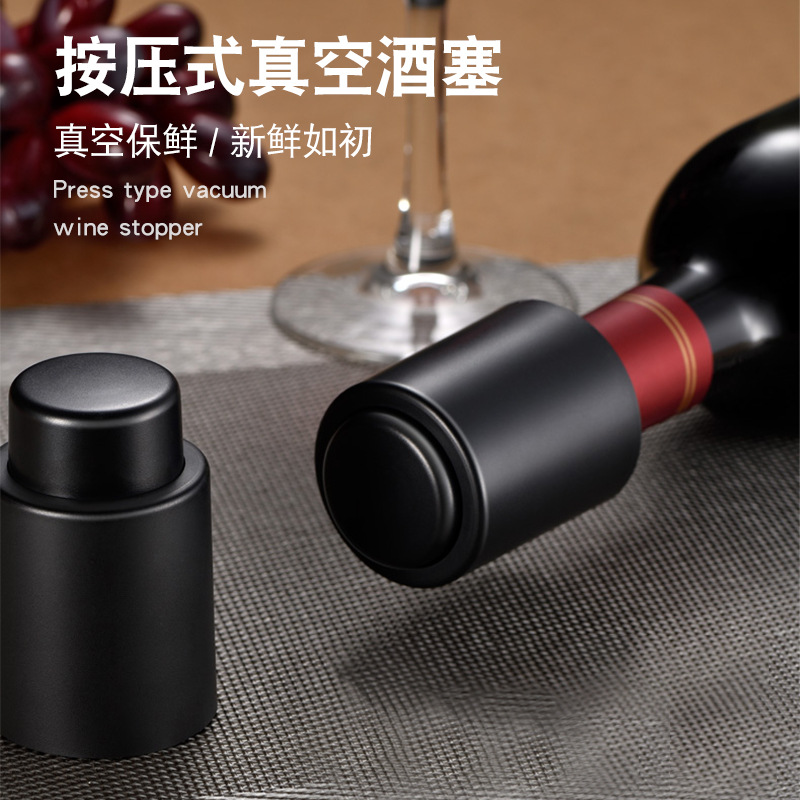 Picture of Multi-functional stainless steel press-type wine stopper wine stopper Wine Beer Champagne preservation stopper vacuum wine stopper