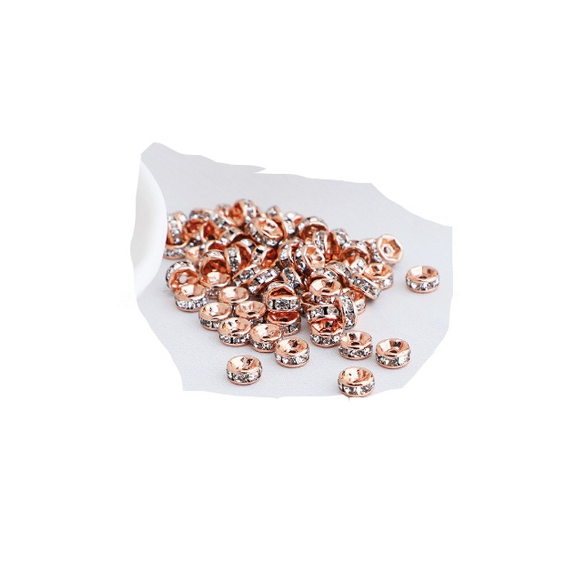 Picture of 14K gold inlaid zircon beads handmade diy jewelry diamond ring spacer round wheel beads loose beads accessories color retention