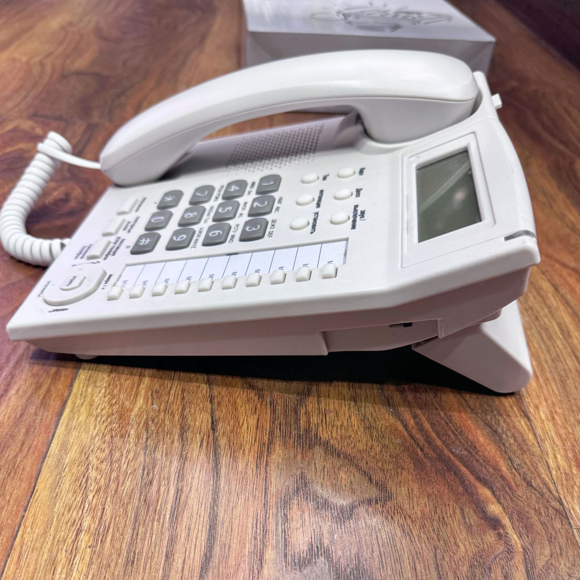 Picture of Cross-border Russian telephone landline caller ID double hole with lock blue screen business office school Hotel foreign trade