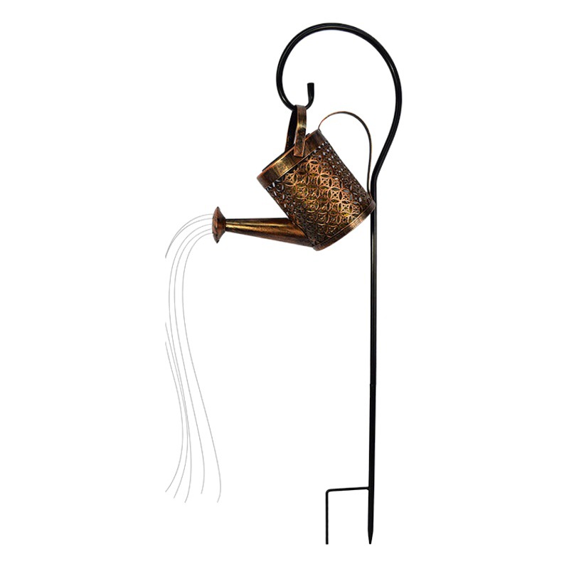 Solar Courtyard Shower Water Kettle Light Modern Garden Decoration Iron Cut Out Outdoor Lawn Plug-In Atmosphere Light
