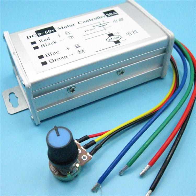 9V12V24V36V48V60V PWM DC motor speed controller 20A motor controller metal shell