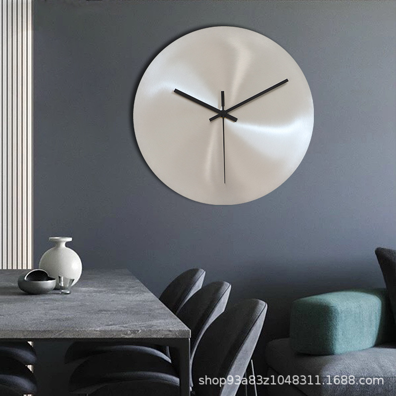 Picture of Modern Simple Industrial Style silver Living Room Wall Clock No Digital Studio Decoration Clock Round Nordic Clock