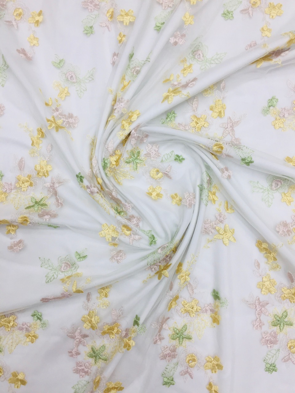 Picture of Original Nylon Mesh Full Embroidery Garment Fabric Multicolor Embroidery Floral Fabric in stock Supply Large Cong