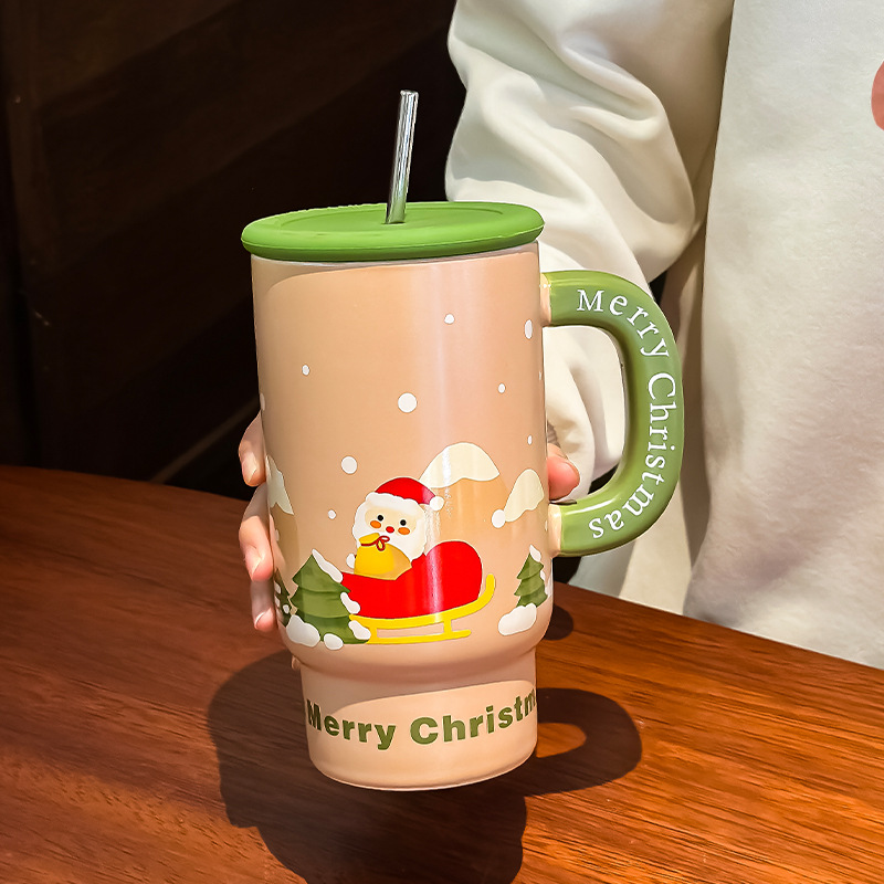 Picture of Christmas gift large capacity ceramic mug mug creative cute sippy cup couple cup female companion gift