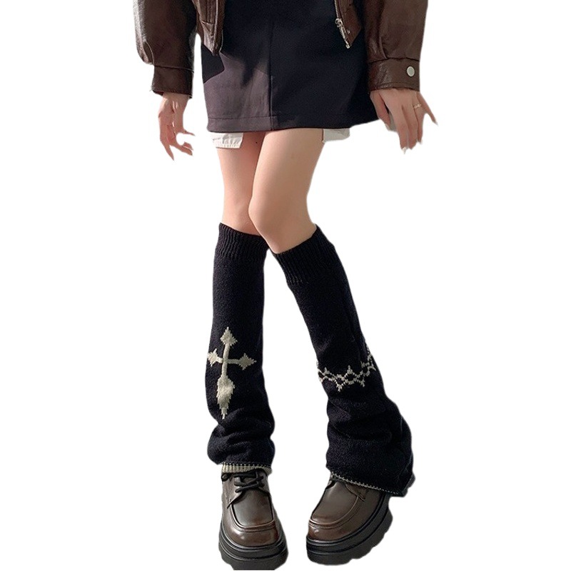 Pure desire wind leg cover knitted hot girl slimming wide leg flared pile socks Millennium all-match socks Asian culture y2g