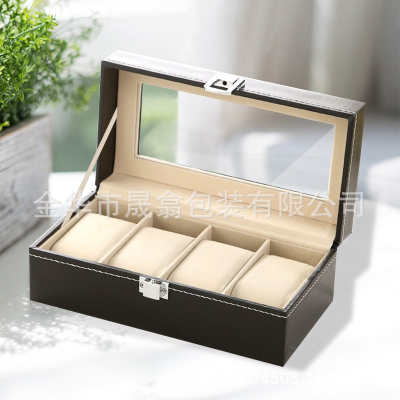 Picture of Manufacturer Recommends Pu Leather Series Watch Box Black Mechanical Watch Multi-Position Storage Box Household Square Gift Watch