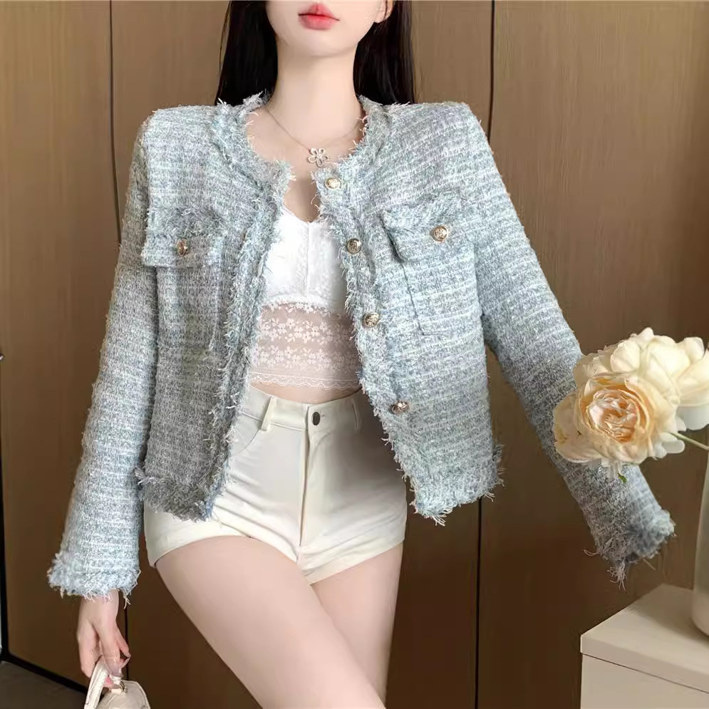 (with inside) short coat female design sense autumn new style small fragrance French socialite high sense temperament