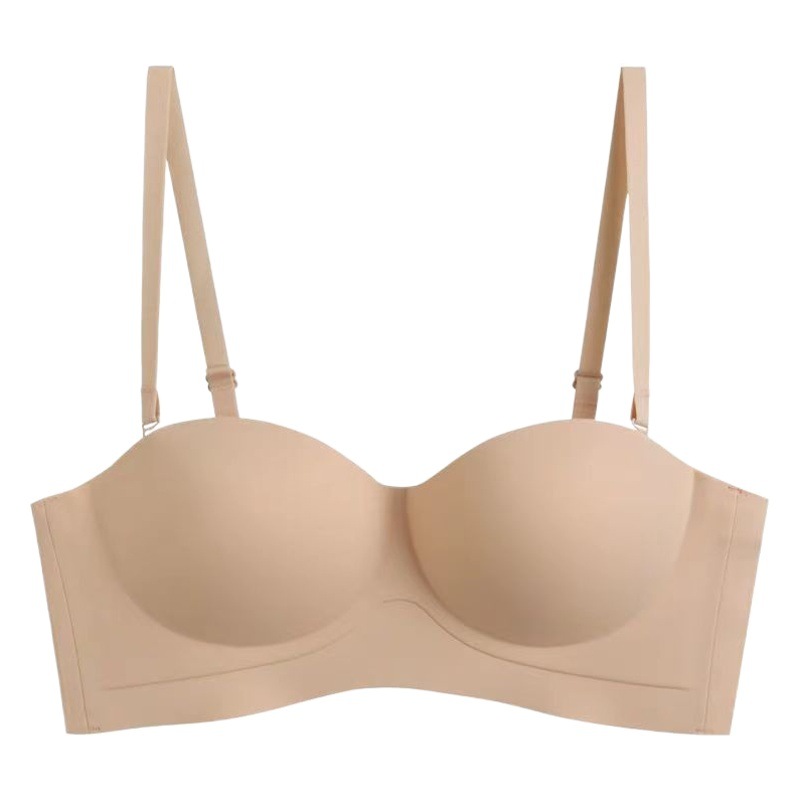 Strapless underwear women's non-slip small chest push up large tube top seamless wireless upper thin lower thick invisible bra